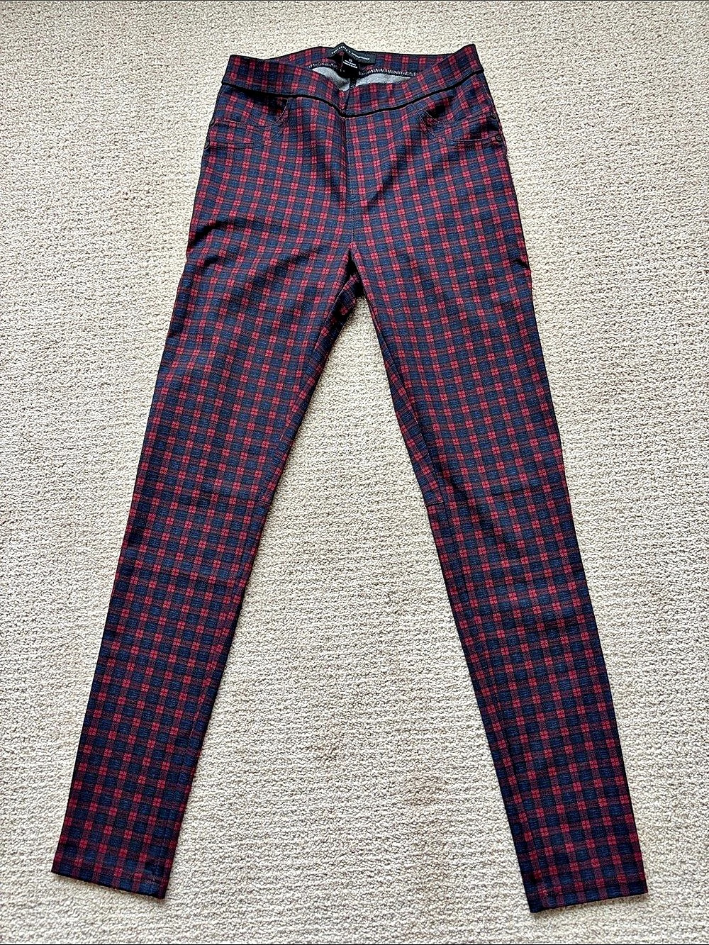 Anthropologie Plaid Skinny Pants in Blue & Red Size XS